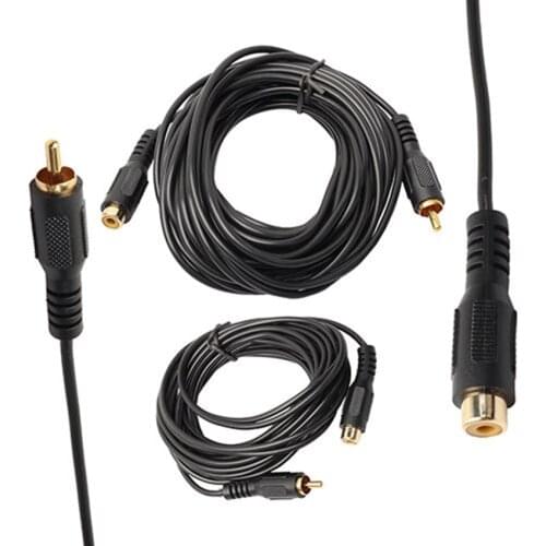 1RCA Male to 1RCA Female M/F Audio Video Adaptor AV Connector Extension Cable Cord Sleek for Stereo Equipment DVD Players TVs