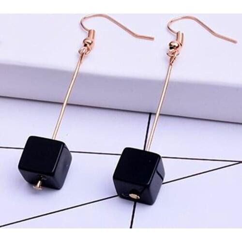 2020 New Cute Square Crystal Ear Hook Earrings Simple without ear hole Ear Clip long earring Jewelry for woman birthday gift