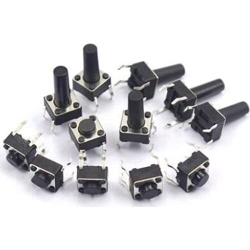 50pcs/Lot Micro Switch Button Touch Induction Cooker 4 Feet Vertical 6x6mm 6*6*5/6/7/8/9/10/17 6x6x12 6x6x10.5mm