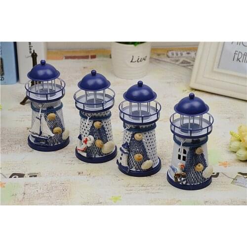 8 pcs Fashion Hot Mediterranean-style lighthouse wrought iron Candlestick Candle holder Home decoration