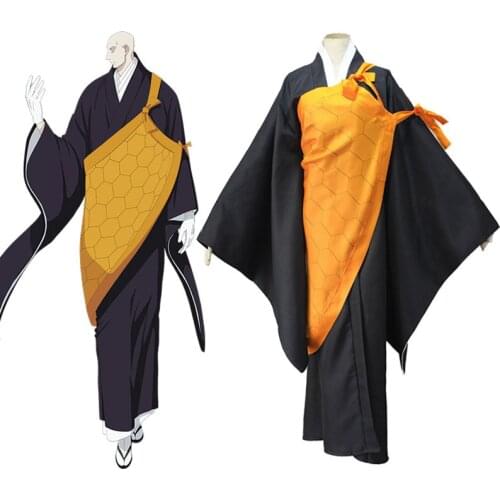 Anime Land of the Lustrous Cosplay Master Kongo Cos Japanese Hallowen Costume uniform Kimono Yellow Shawl Cassock