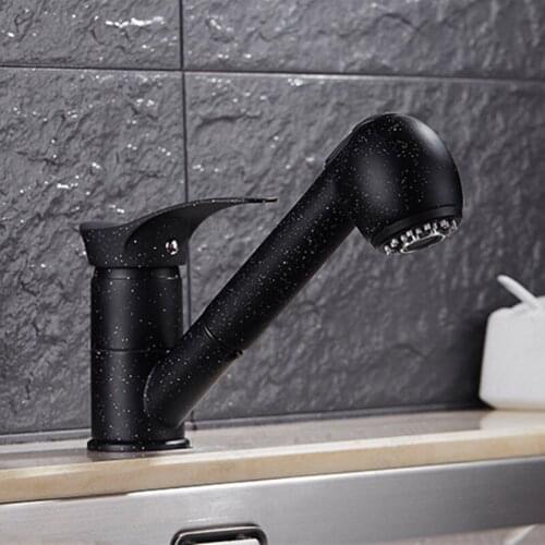 Free shipping pull out kitchen faucet with single handle blackened kitchen sink faucet of long mouth kitchen sink water faucets