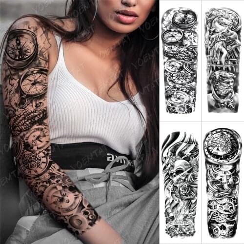Large Arm Sleeve Tattoo Lion Crown Rose Waterproof Temporary Tatto Sticker King Animal Body Art Full Fake Tatoo Women Men