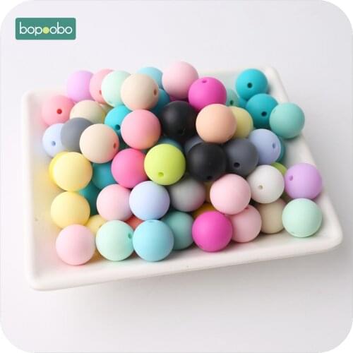 Bopoobo Baby Care Teether Candy Colors 15mm 30pc Silicone Beads Sensory Chewing Toy DIY Jewelry Nursing Accessories Baby Teether