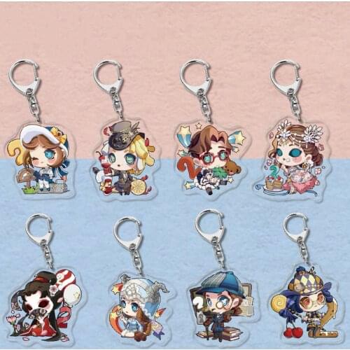 Emma Woods Man Key Chain Identity V Acrylic Women Key Ring Chain for Pants Pendant Kids Key Holder Anime Jewelry Alloy Brelok