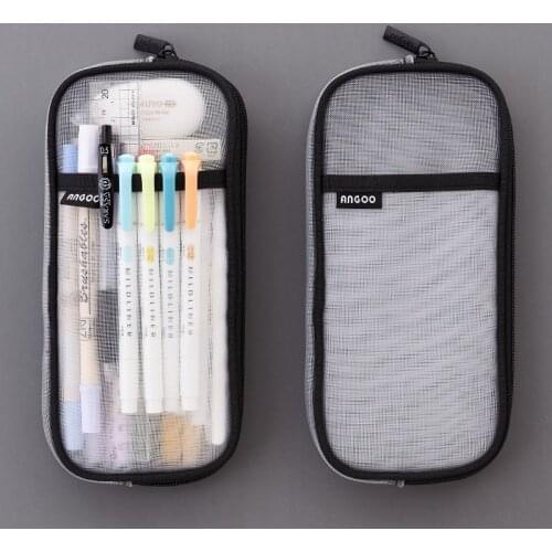Large Capacity Pencil Case Bag Storage Transparent Mesh Pen Bag School Stationery Supplies For Kids Student kalem kutusu