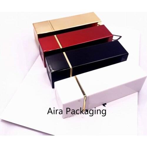 Black Plastic Empty Cosmetic Lipstick Tube12.1mm Gold White Red Elegant Hollow Makeup Lip Balm Container 20Pcs/Lot