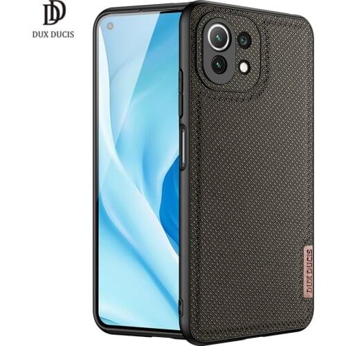For XIAOMI Mi 11 Lite 5G/4G DUX DUCIS Fino Series Woven Fabric Back Case Protecting Case Support Wireless Charging Supper