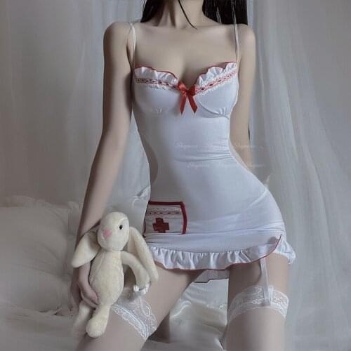 Erotic Sexy Lingerie Sweet White Nurse Cosplay Uniform Passion Temptation Fancy Dress Halloween Costumes for Women Dropshipping