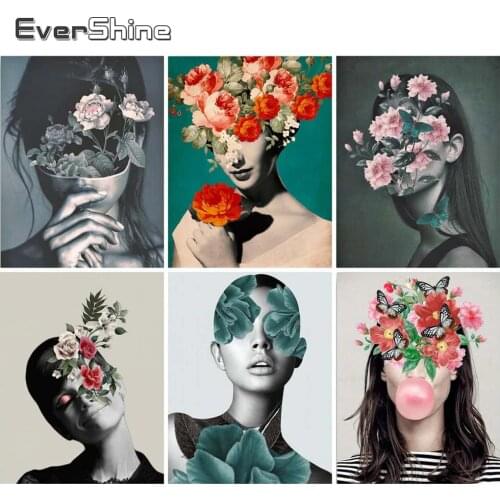 EverShine Painting By Numbers Girl DIY Coloring By Numbers Abstract Woman Hand Painted Kits Drawing Canvas Pictures Home Decor