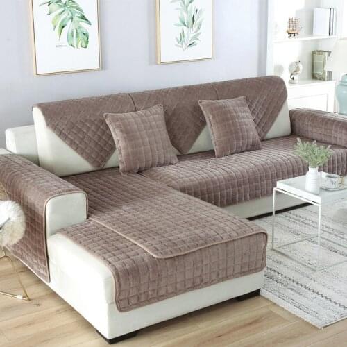 Flannel Sofa Cover Thicken Couch Cover Elastic Corner Sofa Towel Throw Pet Dog Kids Mat Living Room Slipcovers 3/4 Seater