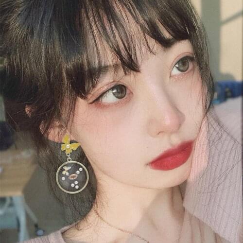 Korean Spring Summer Vacation style handmade butterfly earrings small fresh girl cute pineapple flamingo pattern earrings Jewel