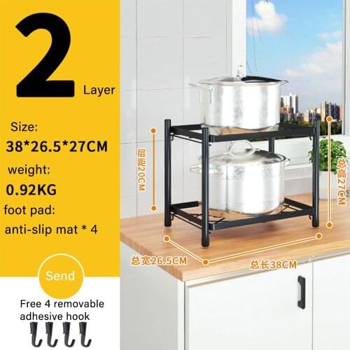 2/3 Tier Kitchen storage pot rack,Cookware Stand Storage Organizer , Corner Shelf Lid Organizer Standing Storage Cabinet Pantry