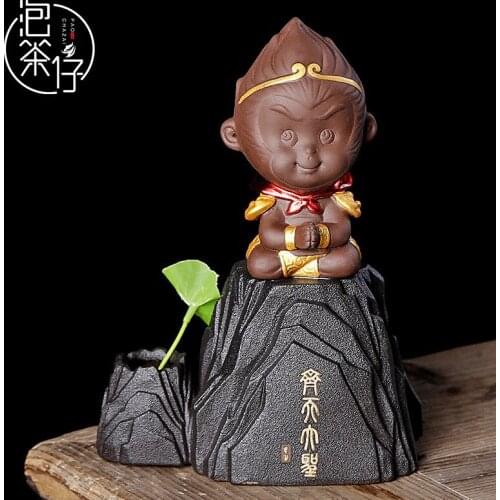 Lovely little monkey tea, pet tea, sun Dasheng flower ware, fine purple sand, tea table, tea table, tea set accessories