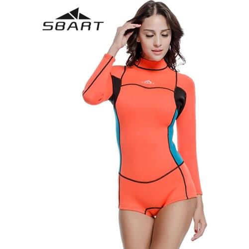 SBART 2mm Neoprene Women Shorty Wetsuit Kite Surfing Snorkeling Swimwear Swimsuit Scuba Diving One-Pieces Suit Beach Rash Guard