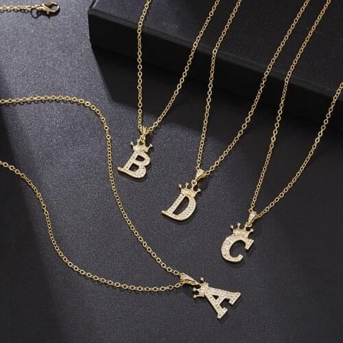 2021 New Fashion Necklace for Women Zircon Crown English Letter Pendant Simple Fashion Women Necklace