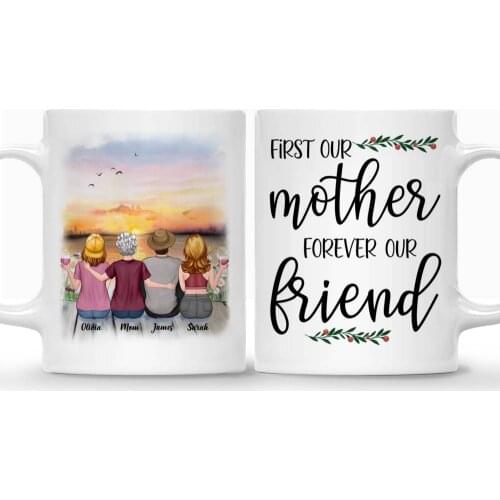 Mothers Day Personalized Mug Sunset Mother & Children Son Daughter Custom Made Family Coffee Mugs Cups 11/15 Oz RR2076