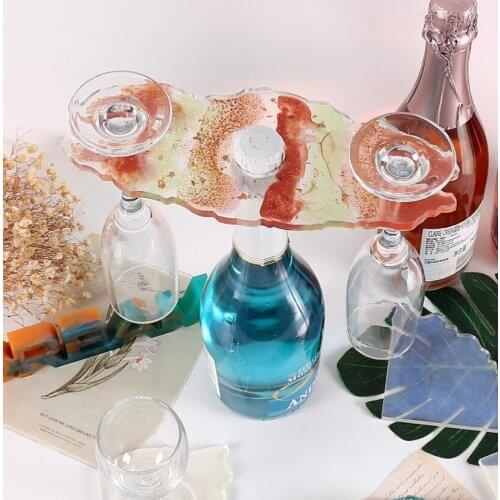 DIY Crystal Mold Wine Glass Rack Holder Silicone Mold Red Wine Tray Bracket Irregular Mold For Resin Table Home Decoration