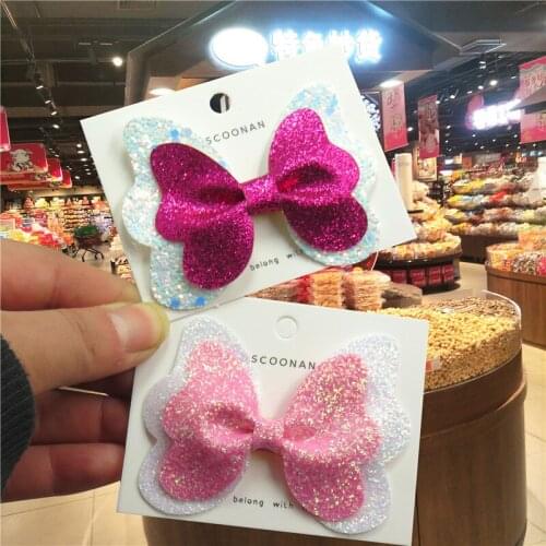 2PCS/LOT Lovely Butterfly Bow Select Elastic Bands For Baby Barrette Girls Novelty Hairpin Clips Scrunchy Kids Hair Accessories