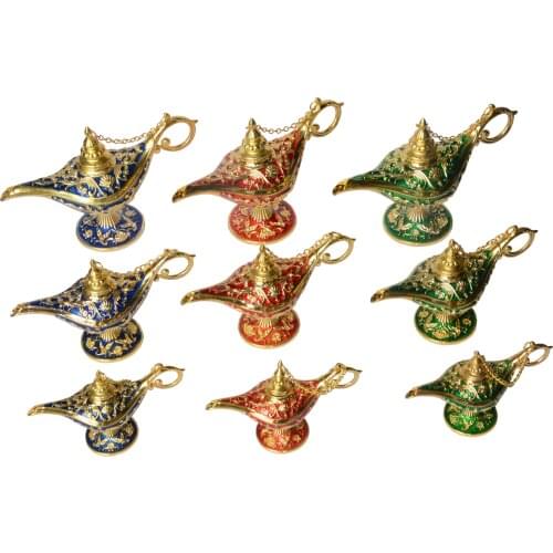 Hand Painted Enamel Magic Lamp Decorative Hinged Jewelry Trinket Box Novelty Gift Home Decor