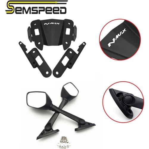 SEMSPEED 2PCS For YAMAHA Rear View Mirror Windshield Bracket Sets NMAX 155 NMAX125 2015-2019 Modified Accessories for Motorcycle
