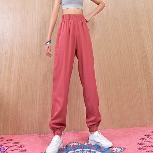 Running pants, loose-fitting feet, casual trousers, womens autumn high waist slimming fitness pants, yoga breathable outer wear