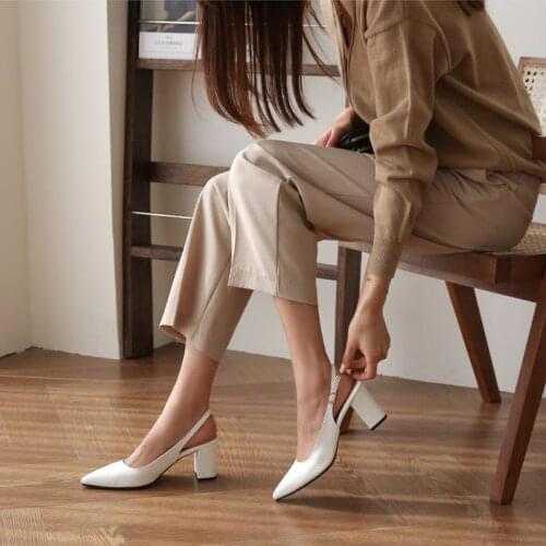 White black OL commuter high heel work shoes womens shoes pumps Multicolor lady fashion trend pumps sandals slingback shoes 8cm