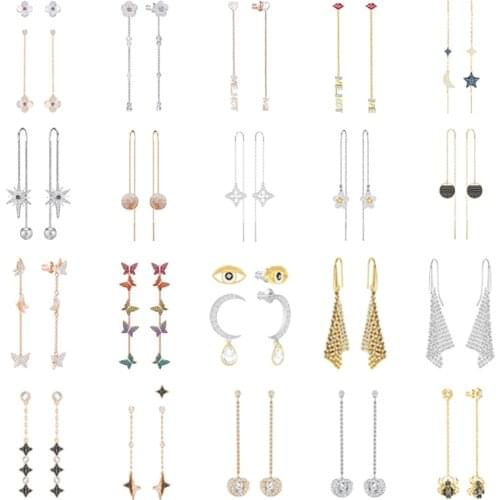 High Quality SWA ED003 Original 1:1 Lady Star Butterfly Devil Eye Flower Racket Spider Letter Ear Wire Earrings