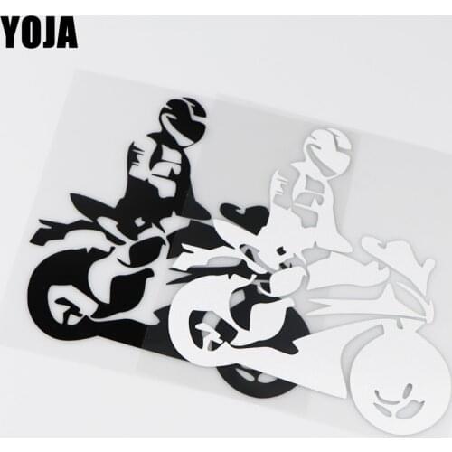 YOJA 14.9x15CM Motorcyclist On Board Car Sticker Vinyl Decal Cartoon Style ZT2-0024