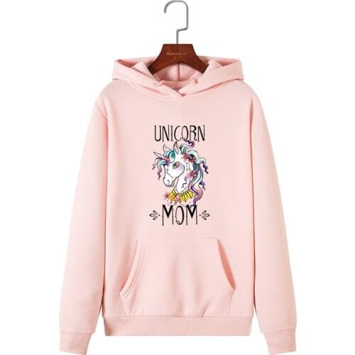 Oversized Fashion Unicorn Print Sweatshirt Kawaii Hoodies Women Clothes Pink Hoody Female Winter Hoodie Full Sleeve Top Harajuku