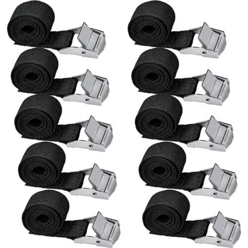 Pack of 10 Tie Down Straps Zinc Alloy Adjustable Cam Buckle Luggage Package Fixing Straps (63.5 cm x 2.5 cm)