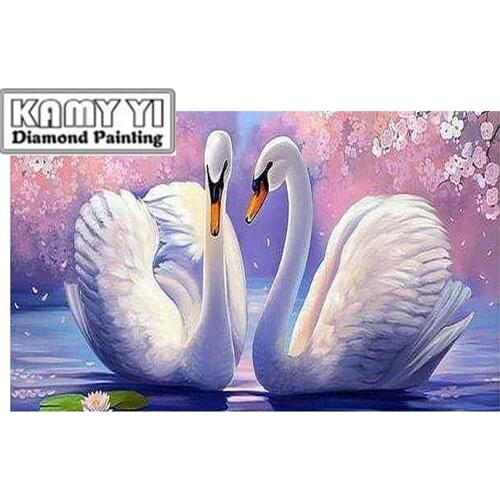 100% Full 5D Diy Square/Round Daimond Paintings Two swans 3D Diamond Painting Rhinestones Paintings Embroidery D9