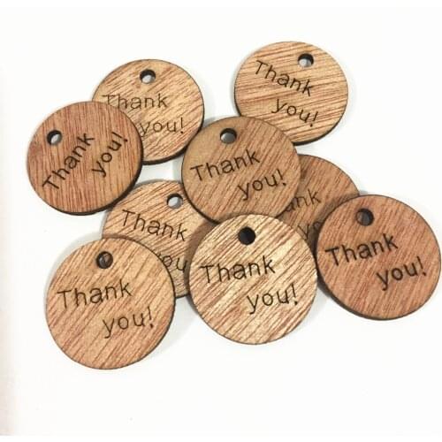 100pcs Rustic Wood Circle Round Thank You Tags DIY Crafts Chips Embellishments Scrapbooking Wedding Decorations