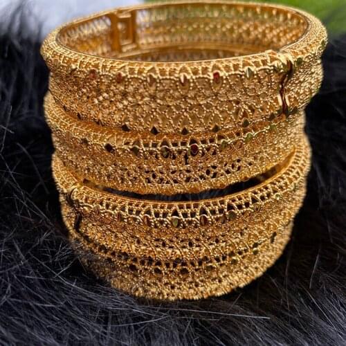 4 Pcs/Lot Ethiopian Bangles for Women African Party Jewelry Dubai Bride Wedding Luxury Bracelet Middle East Gift