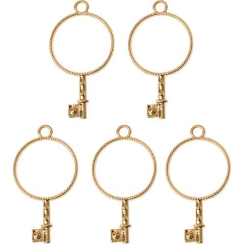 5Pcs Cabochon Base Setting Key Frame Pendant Bezel Setting DIY UV Resin Charms