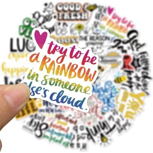 50PCS Inspirational English Slogans Phrases Bee Study Stickers For Luggage Suitcase Phone Styling Graffiti Sticker Decals