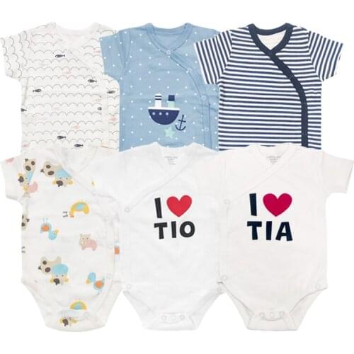 6PCS/lots Random Newborn Baby Boys Girls Summer Cotton Short Sleeve Baby Bodysuits body Baby onesie Unisex Clothes0-12m