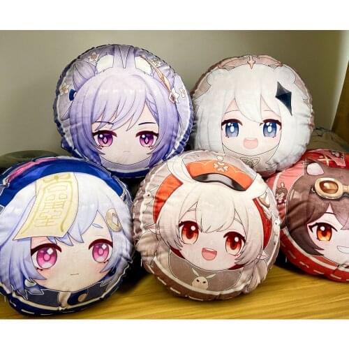 Anime Game Genshin Impact Paimon Klee Qiqi Keqing Amber Series Cute Plush Throw Pillow Cartoon Sofa Bed Cushion Cosplay