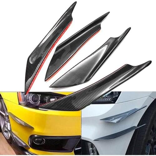 Auto Body Kit Car Spoiler Canards Carbon Fiber 4Pcs Car Spoiler Canards Carbon Fiber Fit Front Bumper Lip Splitter Fin Air Knife