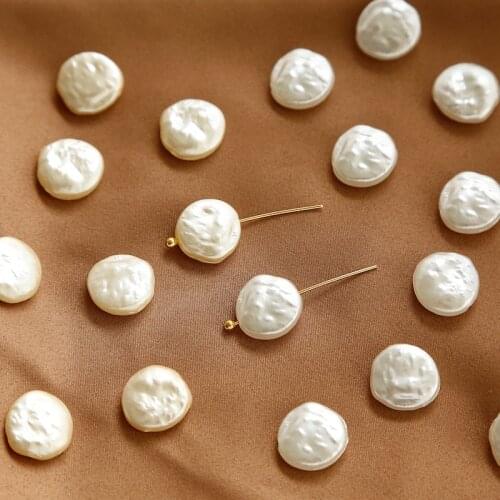 Baroque Irregular Flat Round Acrylic Imitation Pearl Axial Film Loose Beads Earrings DIY Accessories Jewelry Making Supplies