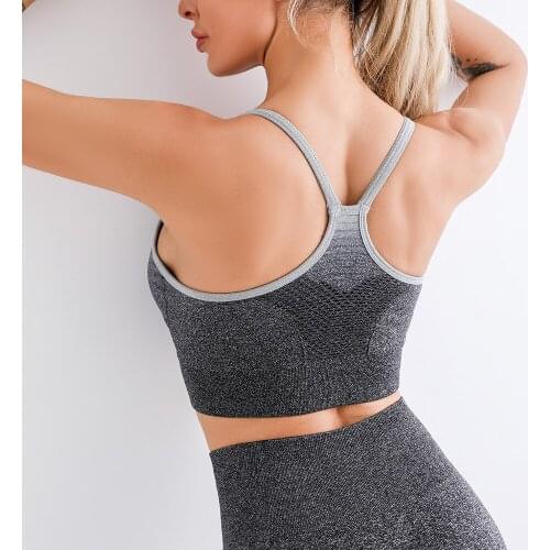 Seamless Sports Padded Bra Female Breathable Running Gradient Crop Top Gym Yoga Brassiere Energy Tanks Top Activewear Women