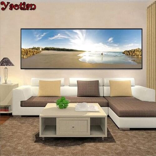 Large DIY Diamond Painting Beach Seascape 5D Mosaic Diamond Embroidery Full SquareRound Decor Home Picture Of Rhinestone