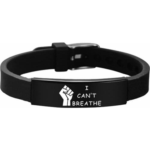 I Can't Breathe Bracelet Black Lives Matter Fist Stainless Steel Bracelets Silicone Bangles Men Women Unisex Jewelry