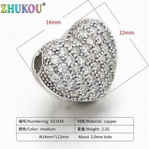 14*12mm Micro Pave Cubic Zirconia Beads for Diy Jewelry Findings Making, Hole: 2mm, Model: VZ143