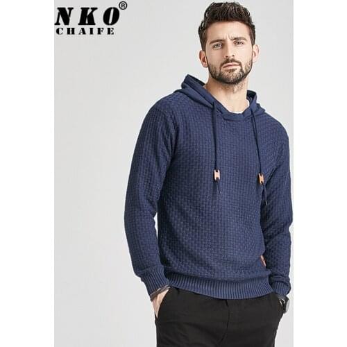 CHAIFENKO Mens Knitted Hoodies