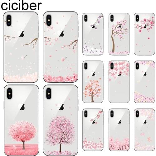 Ciciber Cherry Blossom Tree Cases For iphone 12 11 Pro XR XS MAX X Soft Cover For Iphone 7 8 6 6S Plus 5S SE 2020 Coque Funda
