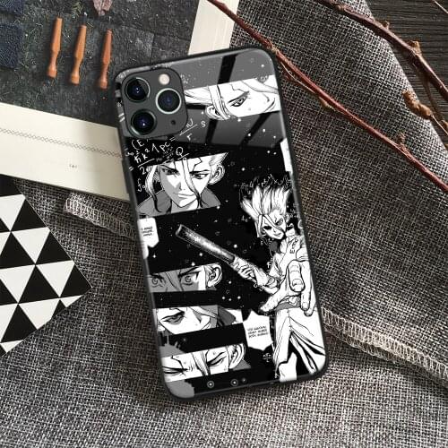 Senku Ishigami Dr. Stone Anime Soft Silicone Glass Phone Case for IPhone SE 6s 7 8 Plus X Xr Xs 11 12 Mini Pro Max Samsung Redmi