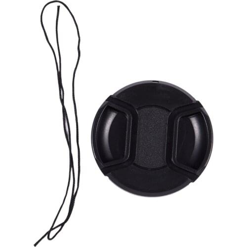 Black 62mm Center Pinch Design Front Lens Cap Cover