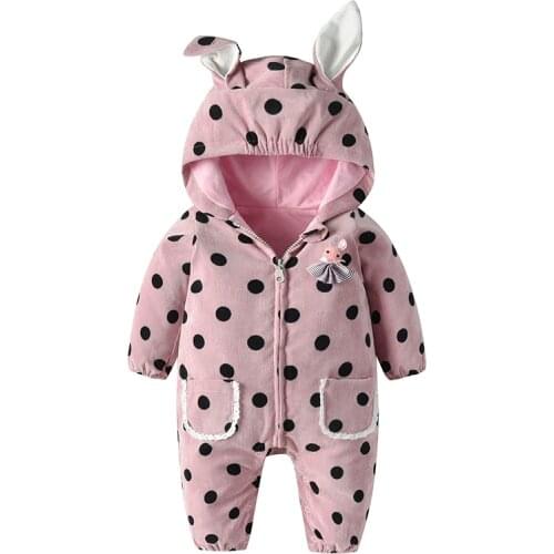 Spring Fall Childrens Overalls Baby Clothes Bear Knitted Newborn Baby Rompers Hooded Full Sleeves Infant Girl Jumpsuits Outfits