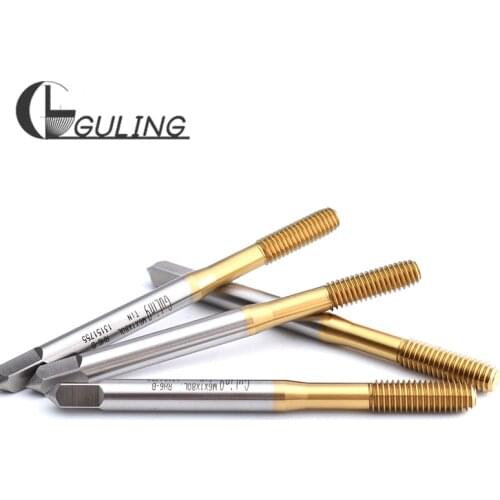 GULING HSS-E forming tap long shank with TIN coating thread overall length 80mm Metric machine tap M1.4 M1.6 M2 M2.5 M3 M4 M5 M6